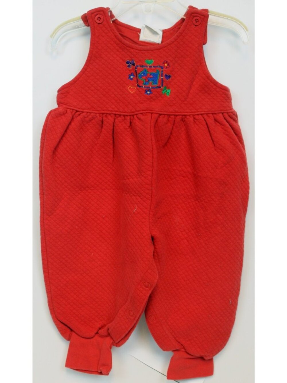 VTG Oshkosh B'Gosh Red Bubble Jumper Romper sz 18 mths God Flowers Quilted